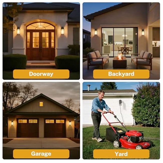 Porch Light with Outlet GFCI Dusk to Dawn Outdoor Lights 1 Pack for House Waterproof Exterior Lighting Fixtures Wood Glass Front Porch Garage Black