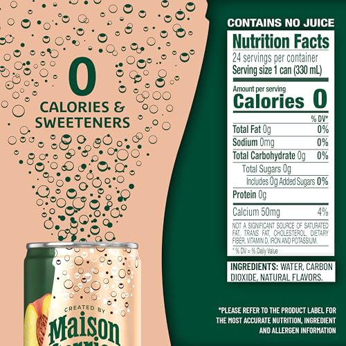 Image of Maison Perrier Forever Peach Flavored Sparkling Water, 11.15 Fl Oz Cans, 8 Count, 3 Pack