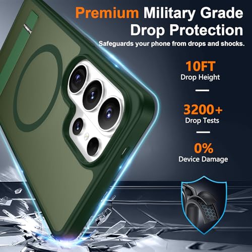 Image of SPIDERCASE Magnetic for Samsung Galaxy S26 Ultra Case,[Built-in Invisible Kickstand][Compatible with Magsafe] Slim Translucent Matte Phone Case for S26 Ultra 6.9'',Green