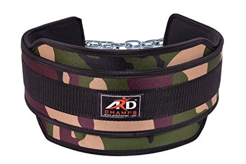 Ard-Champs® Weight Lifitng Neoprene Belt Dipping Belt Excercise Belt Heavy Chain Camoflague Colors (Green Camo) #TOP1