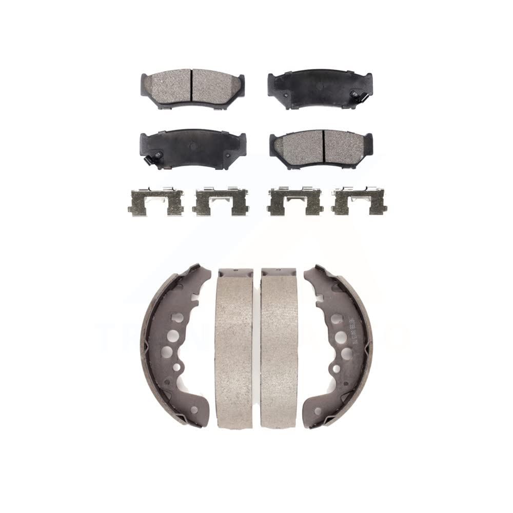 Front Rear Ceramic Brake Pads And Drum Shoes Kit Replacement For 1999-2004 Chevrolet Tracker Suzuki Vitara KTN-100094