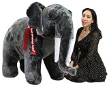 Big Plush Personalized Giant Stuffed Elephant 48 Inch Soft American Made Realistic Jungle Animal