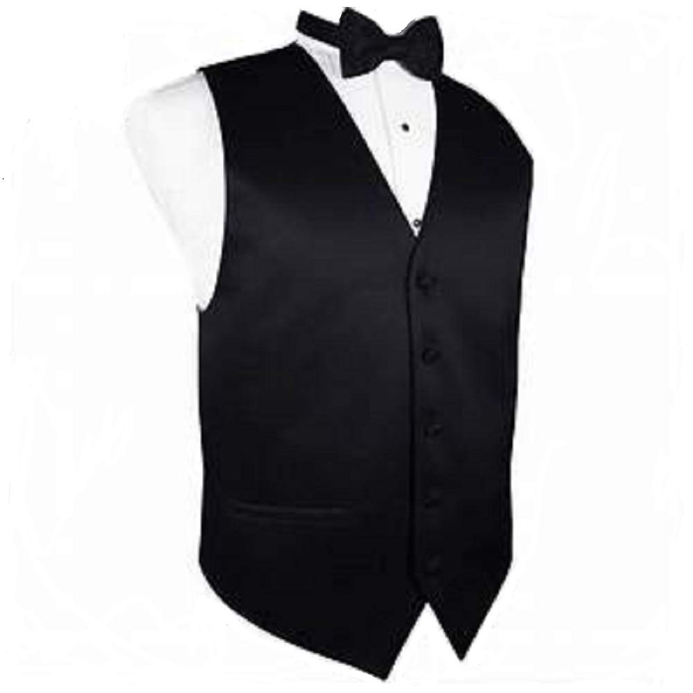 elegance1234 Men's Black Waistcoat &Bowtie Superb HIGH Street Quality,(Small 38", Black)