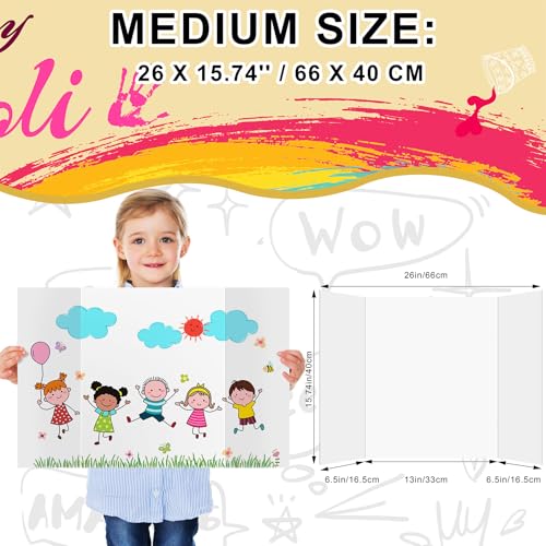 Image of HAUTOCO 4 Pcs Medium Trifold Poster Board 26 x 15.74 inches Tri Fold Presentation Boards White Corrugated Project Boards for Science Fair, School Project, Event Displays, Business (Pack of 3)