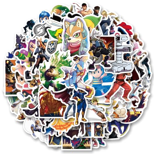 100pcs Super Smash Bro Stickers for Laptop, Cool Game Classic Cartoon Vinyl Decals for Laptop Water Bottle Luggage Cup Phone Tablet Flasks Bike Botebook Car,