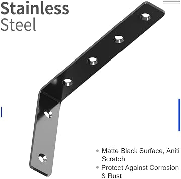 LuckIn 8 Pack Shelf Bracket, 5 x 3 L Brackets for Shelves, Heavy Duty Stainless Steel Angle Bracket Corner Brace, with Enough Screws & Anchors