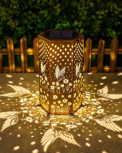 Image of Eandisom Birthday Gifts for Women - Garden Decor Hummingbird Solar Lanterns Outdoor Waterproof, Mothers Day Gifts for Mom Grandma, Hanging Solar Lights Outside for Yard, Patio