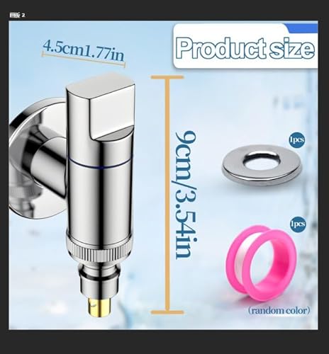 SI SEN Waschmaschinen-Winkelventil,Wasserhahn-Wasserstopper,Messing-Wasserstopp-Schnellöffnungs-Winkelventil, Waschmaschinenanschluss, Wasserhahn Waschmaschine, für Waschmaschinen Ventil (Silber)