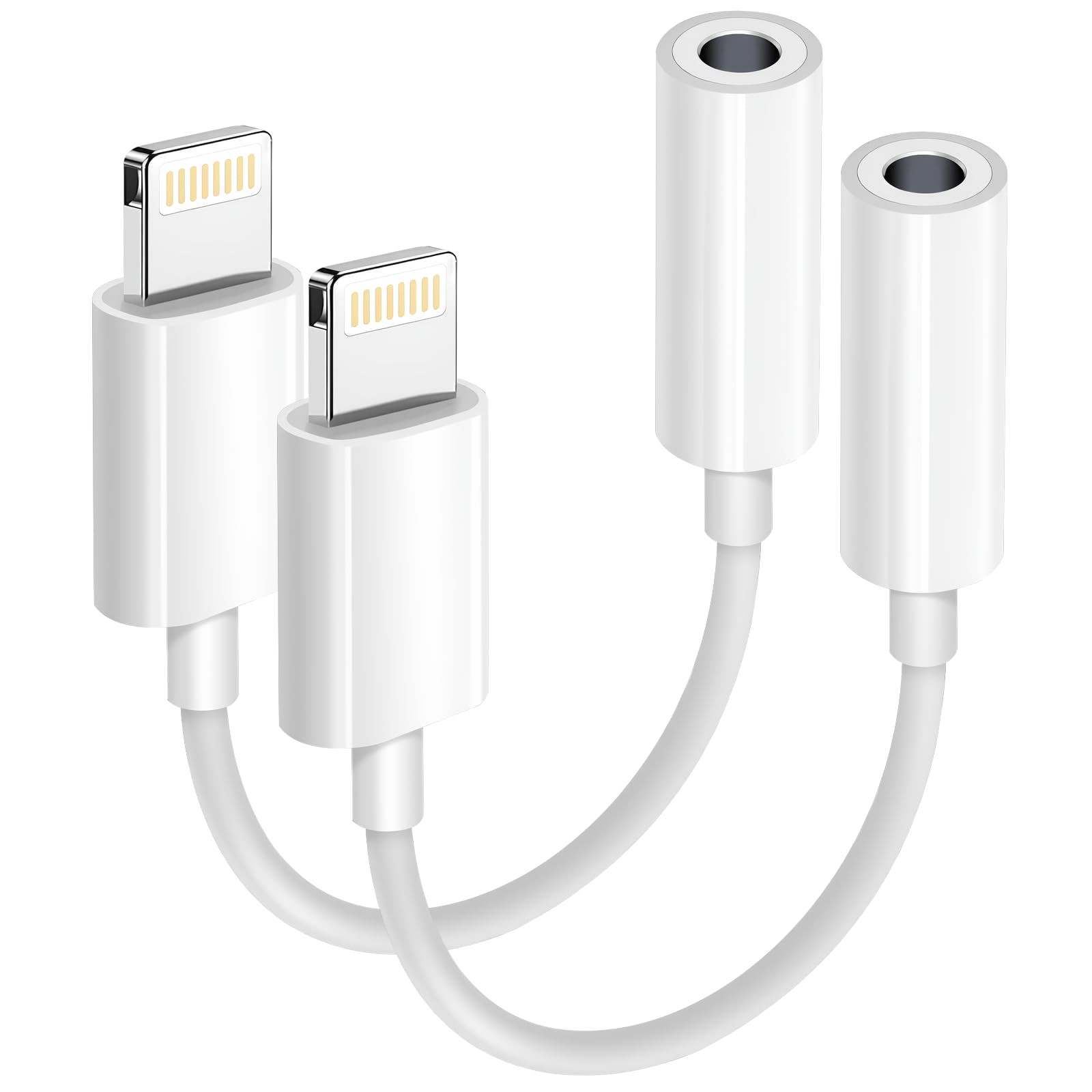 Apple MFi Certified 2 Pack Lightning to 3.5 mm Headphone Jack Adapter for iPhone, iPhone Aux Adapter Converter Dongle Audio Cable Compatible with iPhone 14 13 12 11 X XS 8 7 White