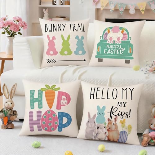Reviews de Fundas decorativas - los más vendidos. 43 Joschapeau Fundas de Almohada de Pascua, 4 pc Funda de Cojines Cuadradas para Pascua, Cáñamo Suave Fundas Cojines de Decorativas, 45x45cm, para salón, Dormitorio, Estudio,...
