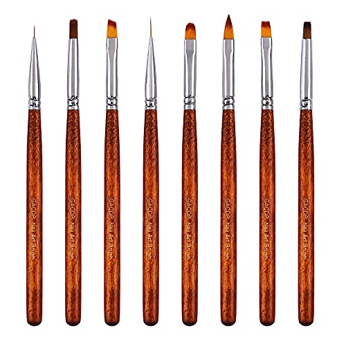 Acrylic Nail Brush Set,8pcs Fine Nail Art Brushes For Acrylic Application,Gel Polish Nail Design Pen Tools With Nail Dotting Painting Drawing Brush For DIY Manicure At Home and Salon