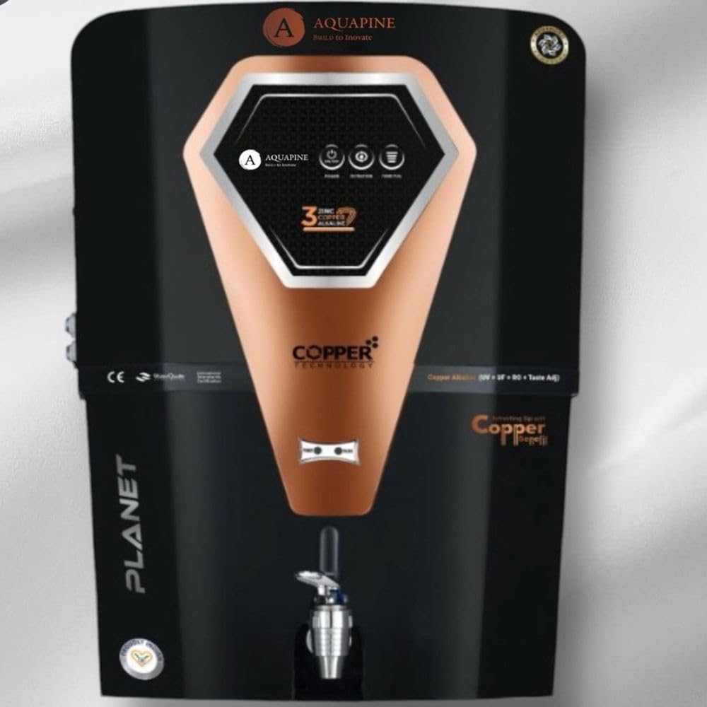 AQUAPINE PLANET Copper+RO+UV+TDS+Mineral 12 L Water Purifier, RO + UF + UV + UV_LED + TDS Control, Black
