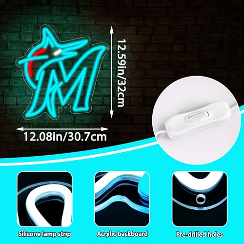 Image of Baseball Neon Sign for Wall Decor Baseball Neon Light for Man Cave Team Led Light Up Sign for Bedroom Bar Dorm Party Birthday Gifts for Sport Fans 5V USB Powered Size 12 * 12.5(ZYLD292)