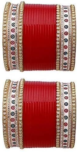 Generic Bridal Punjabi Choora Red and Golden Small Chuda Set for Marriage for Girls and Women Latest Chooda Gives You Royal Look, 2.8