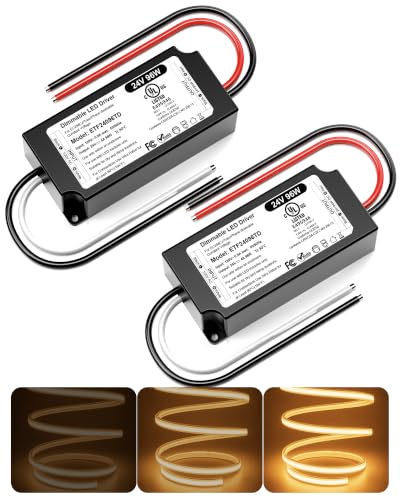 96W 24V Dimmable LED Driver,UL &amp; FCC Listed ELV/MLV Triac 2 Pack