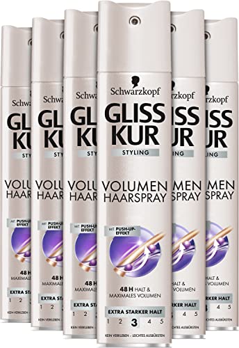 Preisvergleich Produktbild Schwarzkopf Gliss Kur Volumen Haarspray, extra starker Halt 3, 6er Pack (6 x 250 ml)