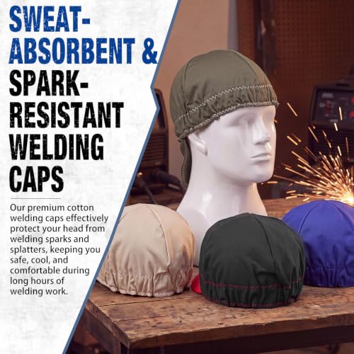 Image of Hercicy 4 Pcs Welding Caps Flame Resistant Cotton Universal Fit,Original