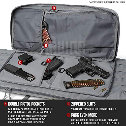 Savior Equipment American Classic Tactical Double Long Rifle Pistol Gun Bag Firearm Transportation Case w/Backpack - 46 Inch Ash Gray