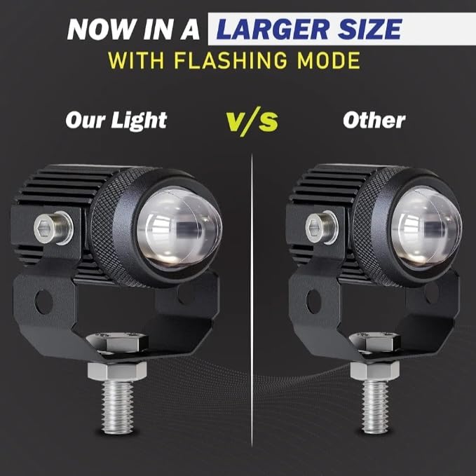 Image of Mini Driving 30W LED Fog Light for Bike and Car | White /Yellow Fog Lamp with Flashing Mode & Switch | Super Bright Driving Light