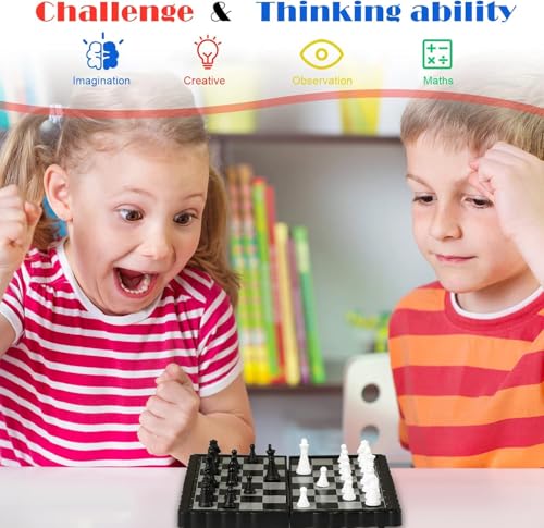 Image of Amitasha Magnetic Chess Board 5 Inch Mini Folding Board Game - Pieces Storage Portable Travel Chess Game - Beginner Chess Set for Kids, 6 up Ages