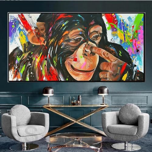 Toile Affiches Murales Singes Peinture Gorille Fine Art Tableau 60x120cm