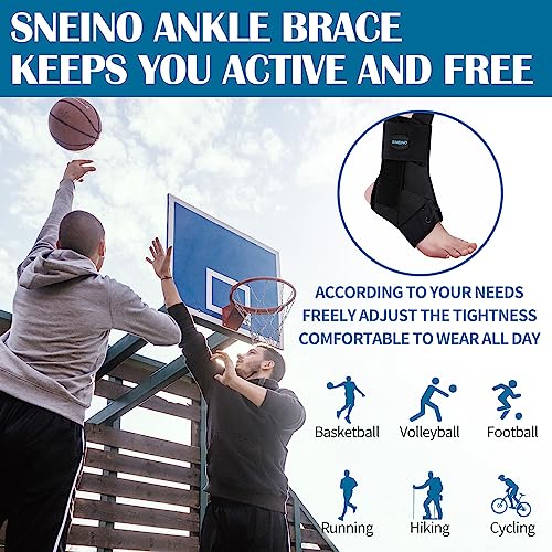 Sneino Ankle Brace For Women & Men - Ankle Brace For Sprained Ankle, Ankle Support Brace For Achilles,Tendon,Sprain,Injury Recovery, Lace Up Ankle Brace For Running, Basketball, Volleyball (X-Large) #TOP4