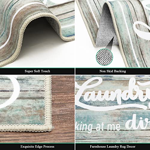 Hebe Farmhouse Laundry Room Rug Runner 2'X6' Non Slip Laundry Rugs And Mats Washable Runner Rugs For Kitchen Floor Bathroom Laundry Room Decor Hallway Entryway Area Rugs #TOP2