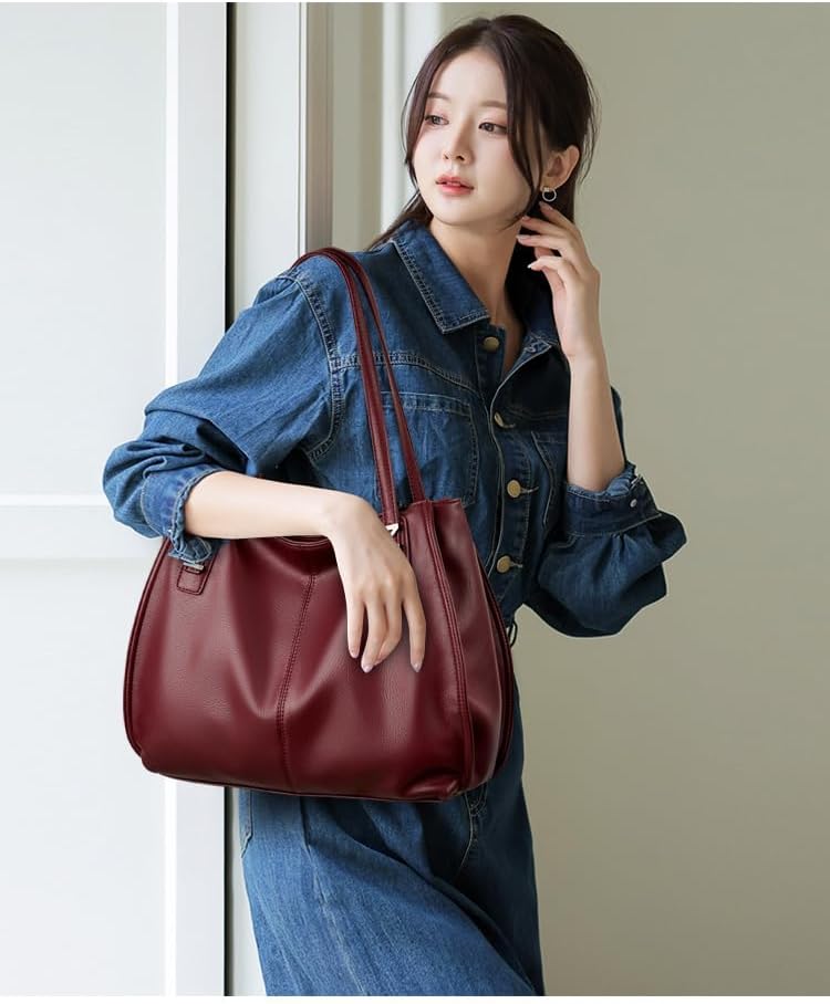 Large Tote Bag for Women Vegan Leather Tote Bag Shoulder Bag Handbags Purse Hobo Bag - Image 2