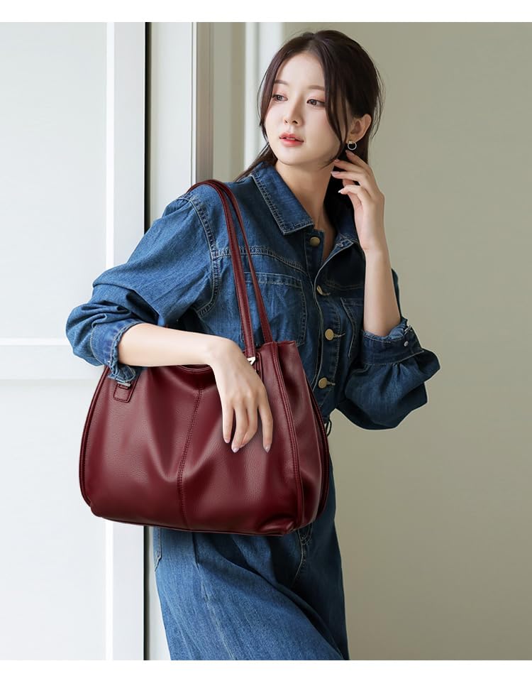 Bolso tote grande para mujer, de cuero vegano, bolso de hombro y mano, tipo hobo miniatura 2