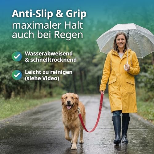 Activity4Dogs Anti-Slip Hundeleine rot 2,80m – Gummierte Führleine rutschfest & 4-Fach verstellbar – Testsieger 2025 und 2026 – Made in Germany – Robuste Trainingsleine für große & mittelgroße Hunde