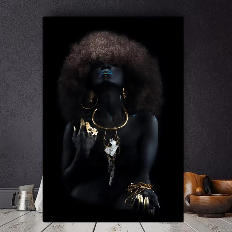 Affiche et impression murale pour salon toile femme noire africaine 80x120 - 2