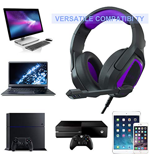 Stereo Gaming Headset for Xbox One PS4 PC - Surround Sound Over-Ear Headphones Anti-Noise Mic,Volume Control Laptop, Mac,Smartphone, iPad