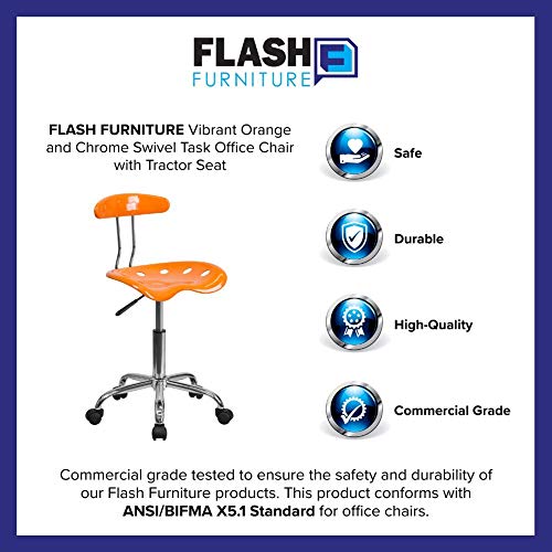 Flash Furniture Vibrant Orange And Chrome Swivel Task Office Chair With Tractor Seat #TOP3