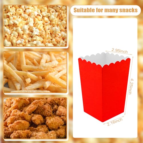 Image of 50 Pcs Red Popcorn Boxes Mini Paper Popcorn Box Cardboard Popcorn Container for Party Disposable Snack Candy Popcorn Bags Popcorn Holder for Movie Nights Birthday Wedding (Red)
