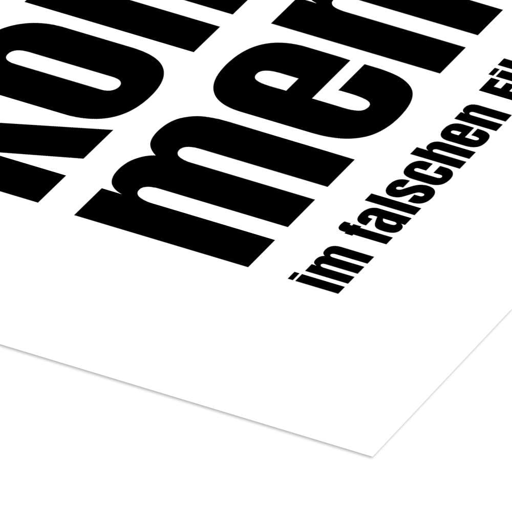 Posterlounge Willkommen im falschen Film! Poster | 100 x 130 cm di Typobox Nero e Bianco Quadri Decorazione per pareti