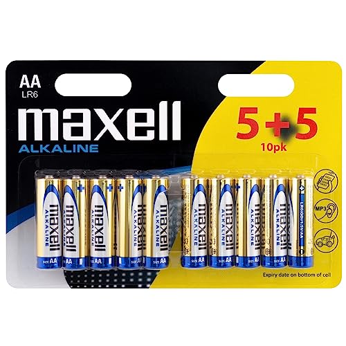 Maxell - AA LR6 MN 1500 10 Batteries, Multi-Coloured