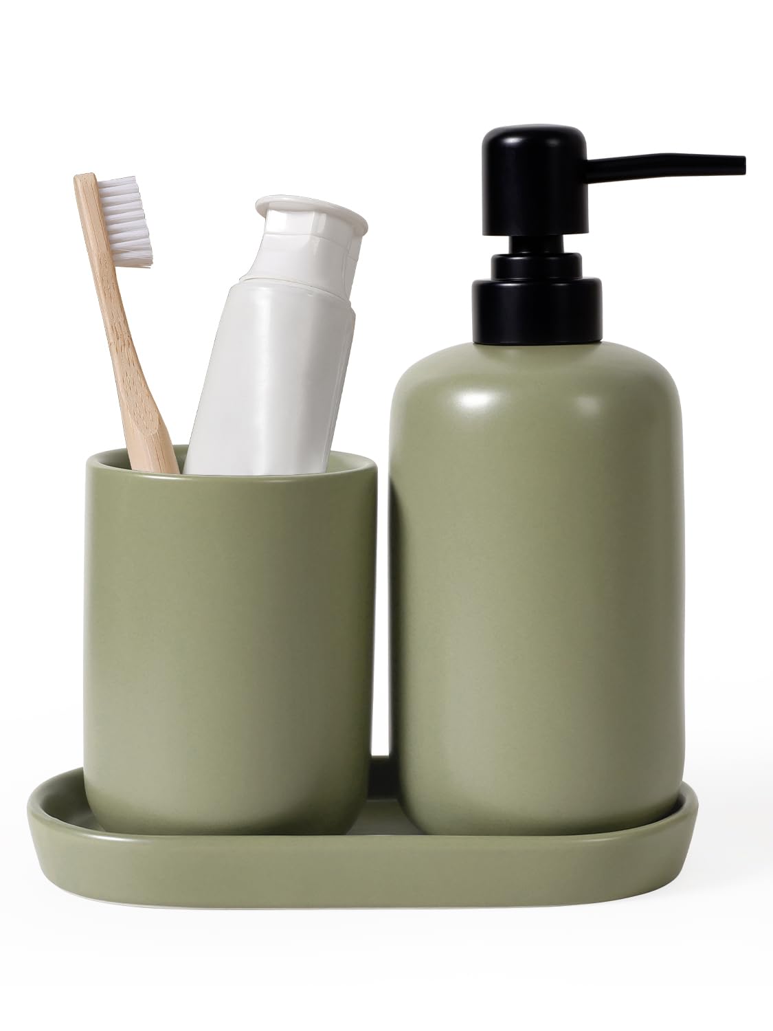 Accessoires de salle de bain verts (lot de 3) pour une décoration moderne