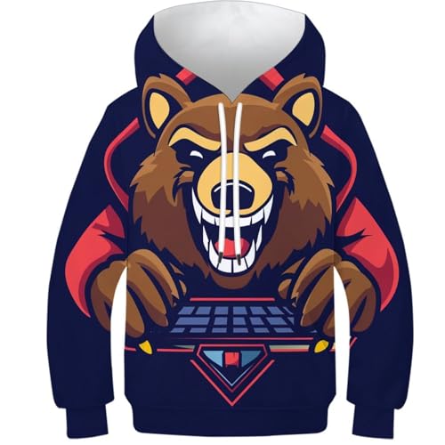 Sweat capuche 3D gaming ours le sweat idéal pour les sessions de jeu des ados de 12 à 14 ans