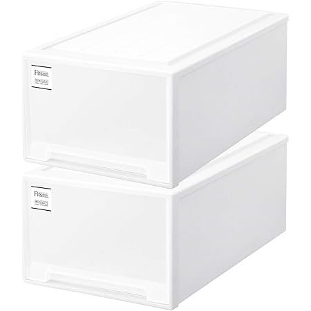 Amazon まとめ買い2個セット 天馬 Fits フィッツケース ディープl 幅44x奥行74x高さ30cm ホワイト 衣装ケース 引き出し 収納ボックス 押入れ収納 日本製 プラスチック スタッキング 衣類ボックス Mono モノ 積み重ね 収納ケース ボックス オンライン通販