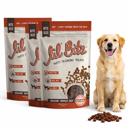 Soft & Chewy Training Treats for Dogs, Bite Size Reward Treats for Training & Positive Reinforcement, Grain Free Dog Treats Made with Real Beef, Hickory Smoked Beef Flavor, 3 Pack (4 oz Each)