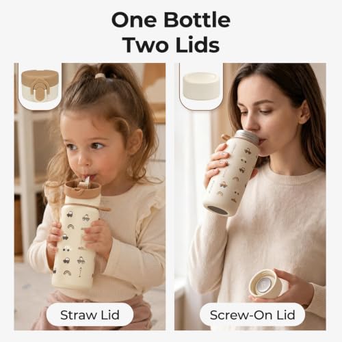 Evorie Botella de Agua para Niños de Acero Inoxidable Aislada de 13 oz con Pajilla, Edades 3+ miniatura 2