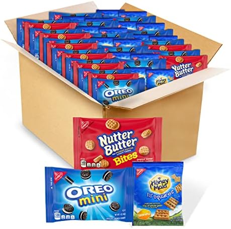 OREO Mini, Nutter Butter Bites & Honey Maid Lil’ Squares Honey Graham Crackers Cookie Variety Pack, 40 Snack Packs