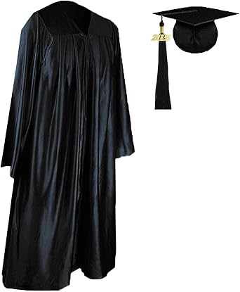 2025 Graduation Cap and Gown,Unisex Adults Shiny Grad Robe Hat with Tassel Set - High School College Ceremony