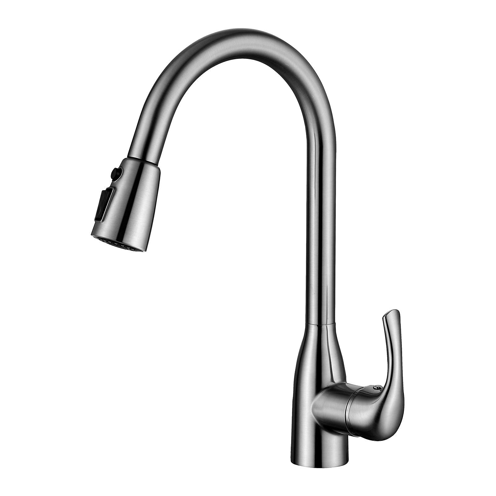 ZBBDFAZD Kitchen Mixer Tap with Pull Out, Stainless Steel Kitchen Faucet Single Handle 360° Swivel Kitchen Sink Tap Kitchen Taps Dual Outlet Water Modes,Brushed Nickel
