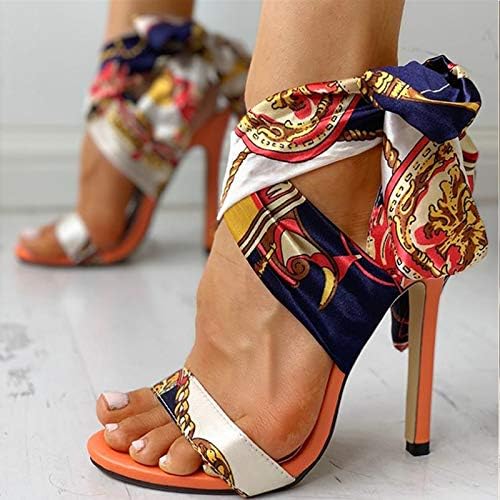 Sandalias de tacón Alto con Cordones y Cintas Alrededor de los pies Zapatos  de Mujer Sexy, Tacones Altos de Moda,360 : Zapatos y complementos