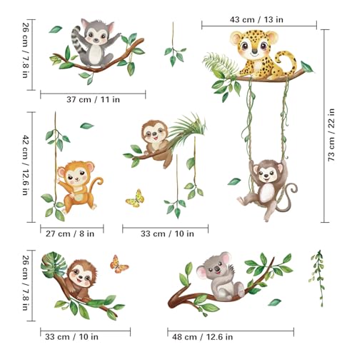Vinilos decorativos de animales de la selva para pared miniatura 2