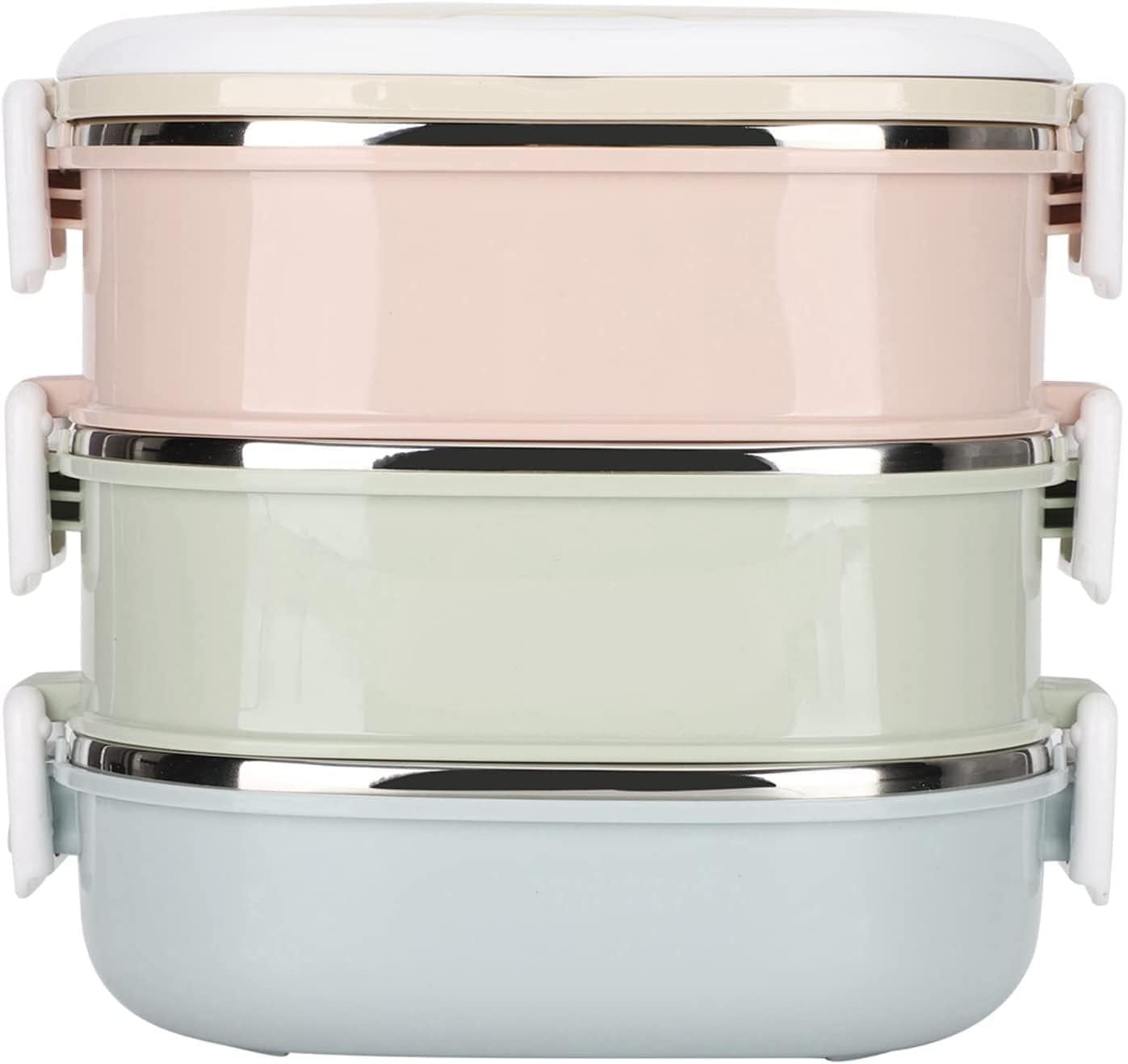 2700ml Lunch Box, 304 Stainless Steel Adult Lunch Containers Portable Leakproof Stackable Bento Box Food Storage for Office Outdoor Travel（3 Layer） (RXV123)