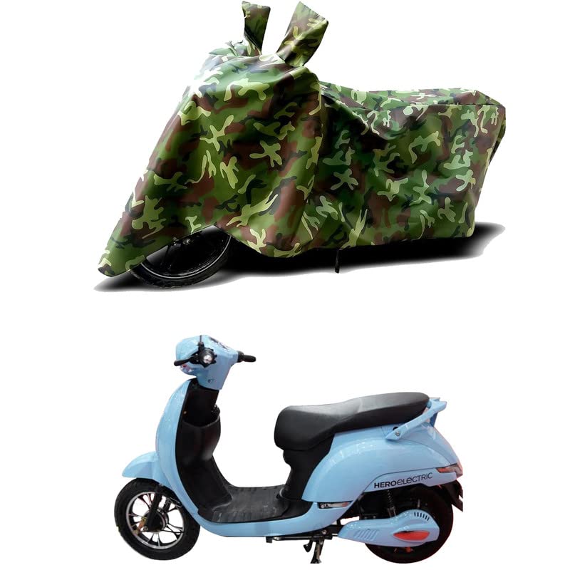 Image of 100% Water Resistant Bike Scooty Two Wheeler Body Cover Compatible for Hero Electric AE-8 /UV-Rays /Heat Protection /Birds Dropping /Scratchproof /Dust Proof /Waterproof /All Varient[Green MJ]