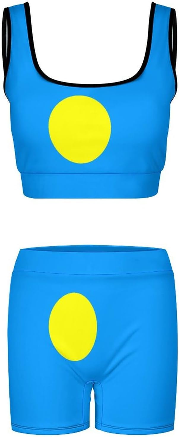 Cuban Flag Women's Yoga Outfit, 2 -piece Shock -Proof Sagging Fitness/Running/Yoga/Vest Bra, Sports Set