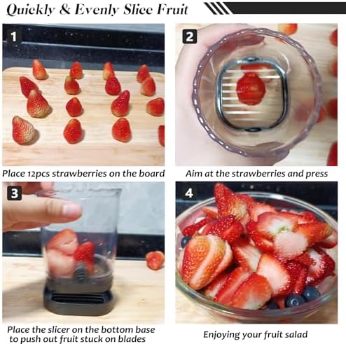 Creative Strawberry & Fruit Slicer - Detachable Cutter with Push Plate (Black) — view 4